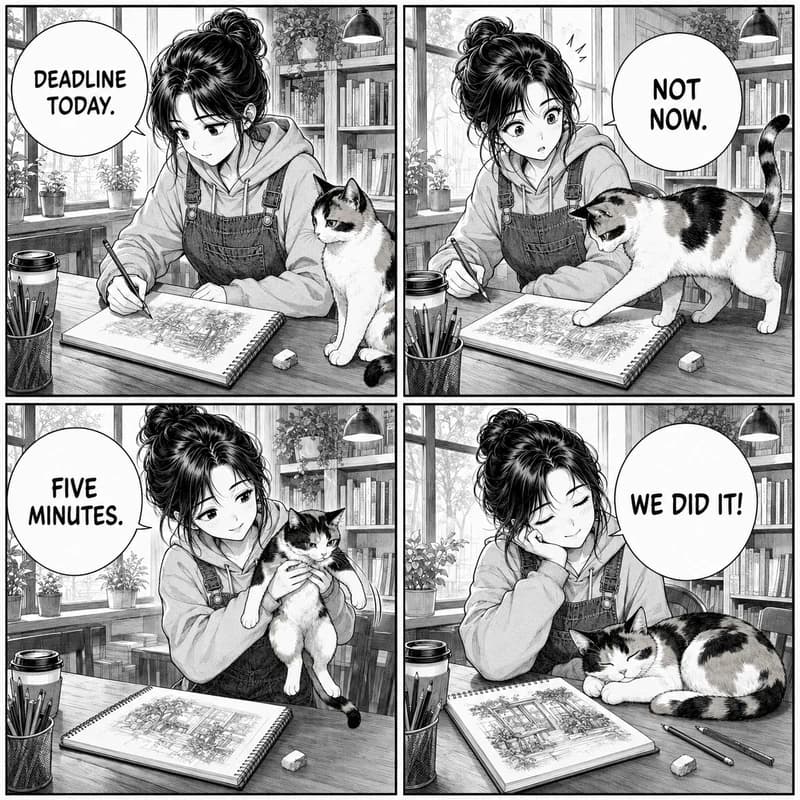Eine ganze Mangaseite kolorieren, ohne die Lineart zu verlieren: Lineart